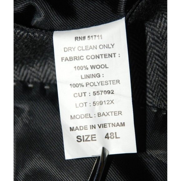 Andrew Fezza Men's Charcoal Gray Wool Herringbone Jacket Blazer Size 48L MINT - Picture 8 of 9